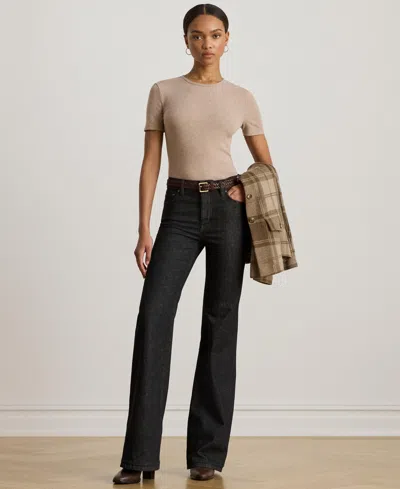 Ralph Lauren Women's Stretch Cotton Crewneck Tee In Gray