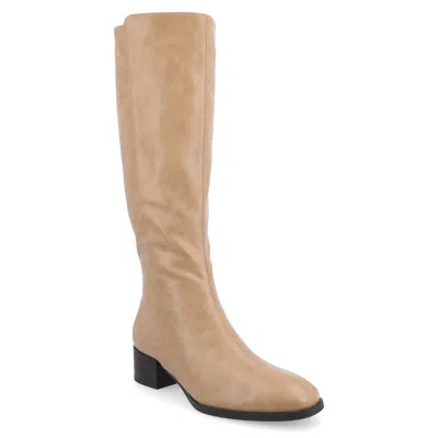 Journee Collection Womens Wide Calf Stacked Heel Dress Boots In Brown