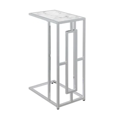 Convenience Concepts Town Square Chrome Faux Marble C End Table In Gray