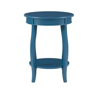 Powell Teal Round Table With Shelf In Blue