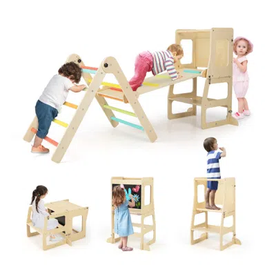 Hivvago 7-in-1 Toddler Climbing Toy Connected Table And Chair Set For Boys And Girls Aged 3-14 Years Old In Multi