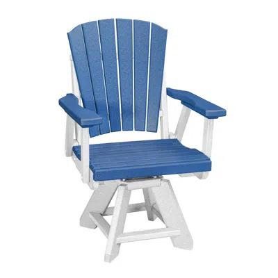 American Furniture Classics Dining Height Swivel Arm Chair In Blue On A White Base In Blue
