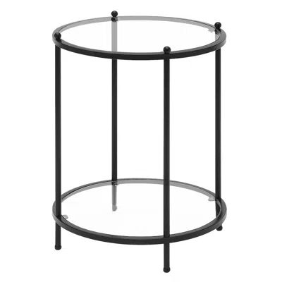 Convenience Concepts Royal Crest 2 Tier Round Glass End Table With Shelf In Black