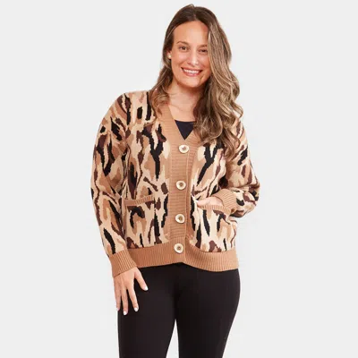 Truedames Camouflage Pattern In Front Button Closure Pocket Cardigan In Multi