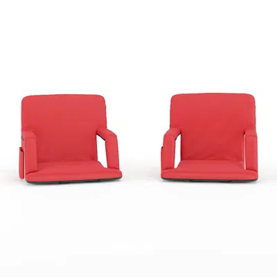 Flash Furniture Set Of 2 Red Portable Lightweight Stadium Chairs With Armrests In Red