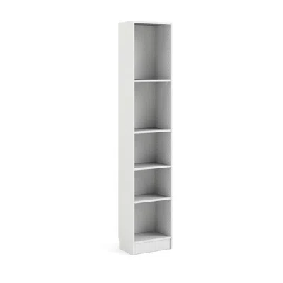 Tvilum Basic Tall Narrow 5 Shelf Bookcase - White In White