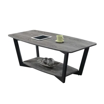 Convenience Concepts Graystone Coffee Table With Shelf, Weathered Gray/black Frame In Gray