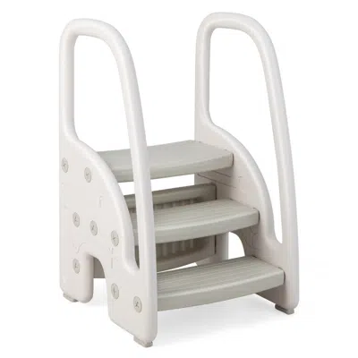 Hivvago 3-step Stool With Safety Handles And Non-slip Pedals For Toddlers In White