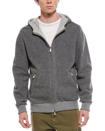 Eleventy Wool & Cashmere-blend Bomber Jacket In Gray