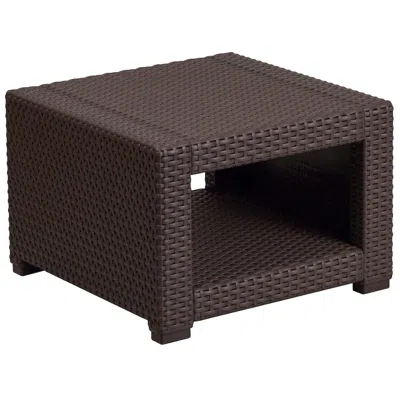 Flash Furniture Chocolate Brown Faux Rattan End Table In Brown