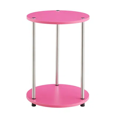 Convenience Concepts Designs2go No Tools 2 Tier Round End Table, Pink In Pink