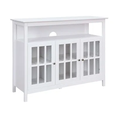 Convenience Concepts Big Sur Deluxe Tv Stand With Storage Cabinets And Shelf For Tvs Up To 55 Inches White In White