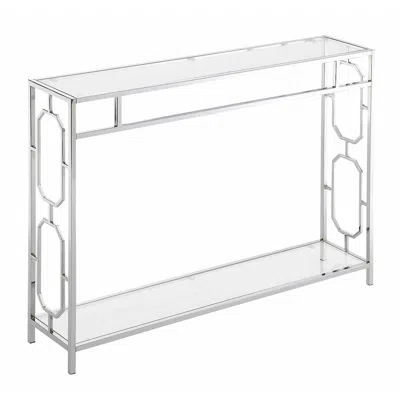 Convience Concept Omega Chrome Console Table In Transparent