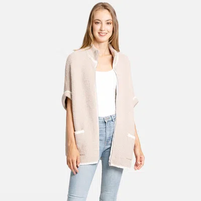 Truedames Colored Edge Front Pockets Zipper Jacket In Pink