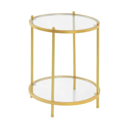 Convenience Concepts Royal Crest 2 Tier Round End Table In Gold
