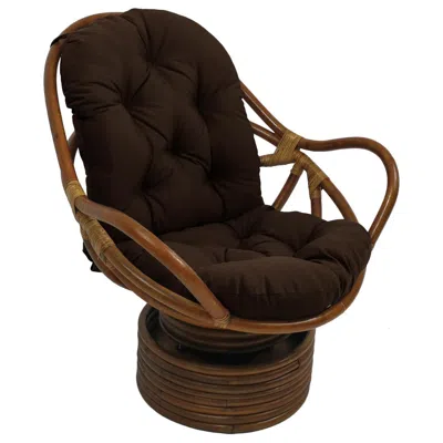 International Caravan Rattan Swivel Rocker With Outdoor Fabric Cushion, Cocoa In Brown