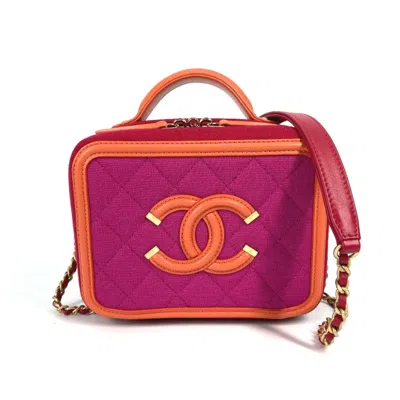 Pre-owned Chanel Color Canvas Leather Shoulder Bag Vanity Bag () In Multi