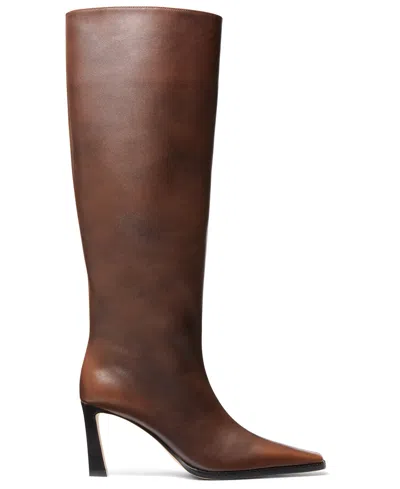 Michael Kors Womens Darrah Heeled Boots Regular Wide Calf In Brown