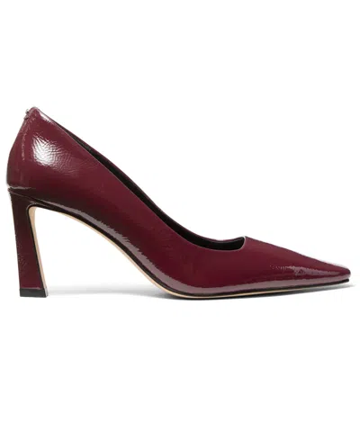 Michael Kors Mid-heel Pumps In Calfskin With Glossy Finish In Burgundy