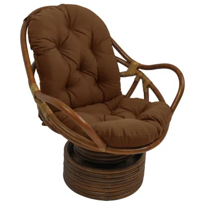 International Caravan Rattan Swivel Rocker With Outdoor Fabric Cushion, Mocha In Brown