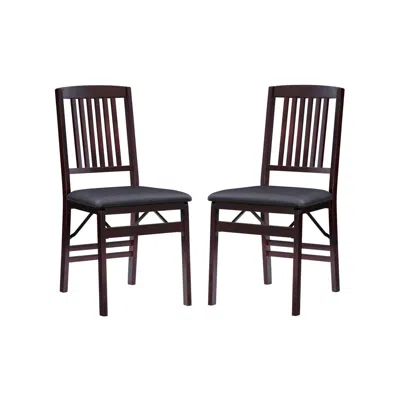 Linon Triena 18 In Mission Back Folding Chair - Set Of Two In Brown