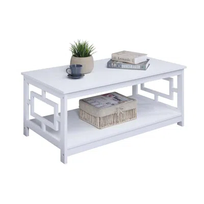 Convenience Concepts Town Square Coffee Table With Shelf, White In White