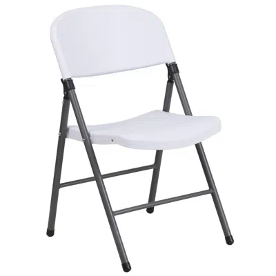Flash Furniture Hercules Series 330 Lb. Capacity Granite White Plastic Folding Chair With Charcoal Frame In White