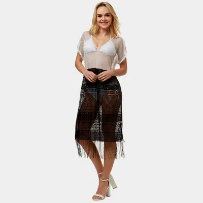 Truedames Sheer Lace Fringe Cover Up Long Top In White