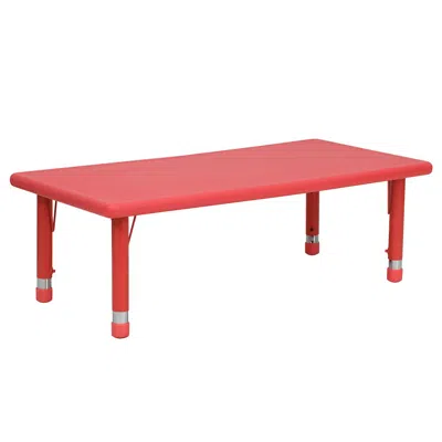 Flash Furniture 24''w X 48''l Rectangular Red Plastic Height Adjustable Activity Table In Red