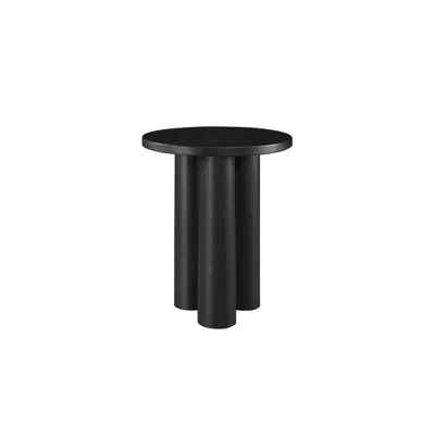 Omax Decor Nord Round Shape Modern Wood Side End Table In Black In Black