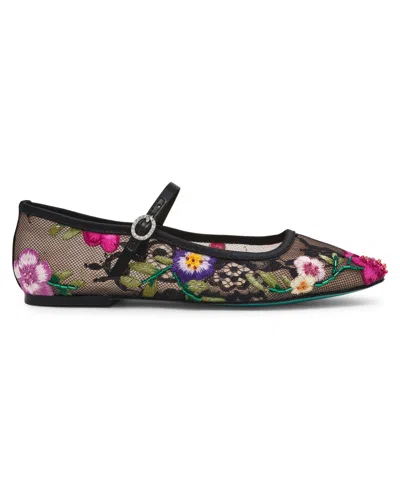 Betsey Johnson Women's Nova Embroidered Mesh Mary Jane Flats In Multi