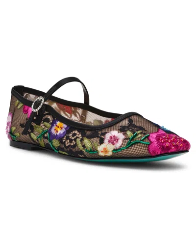 Betsey Johnson Women's Nova Embroidered Mesh Mary Jane Flats In Multi