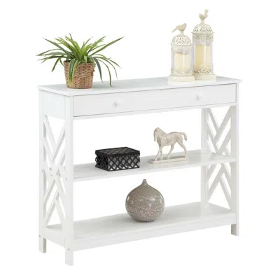 Convenience Concepts Titan 1 Drawer Console Table With Shelves, White In White