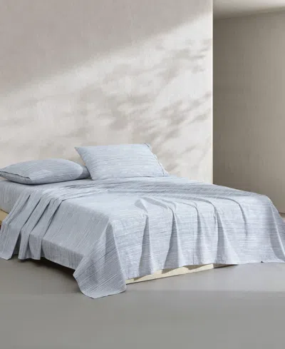 Calvin Klein Closeout!  Washed Cotton Percale 4-pc. Sheet Set, Queen In Blue