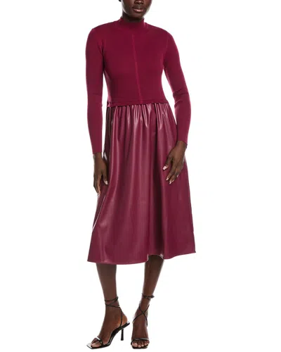 Nanette Lepore Mixed Media Midi Dress In Red