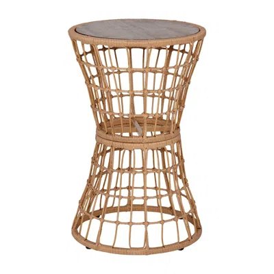 Flash Furniture Natural Finish Rope Table With Acacia Wood Top, Fade And Weather Resistant In Multi