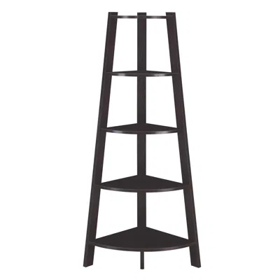 Convenience Concepts Newport 5 Tier Wide Corner Bookcase, Espresso In Black