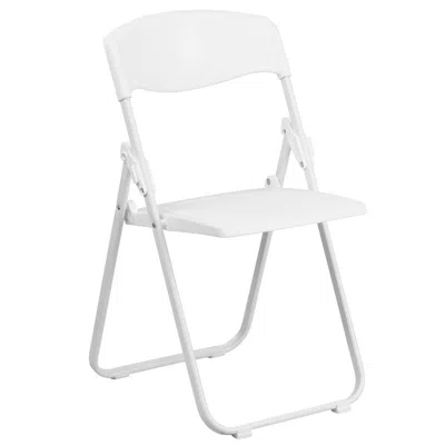 Flash Furniture Hercules Series 500 Lb. Capacity Heavy Duty White Plastic Folding Chair With Built-in Ganging Bracke In White