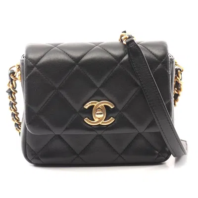 Pre-owned Chanel Lambskin Matelasse Shoulder Bag Black