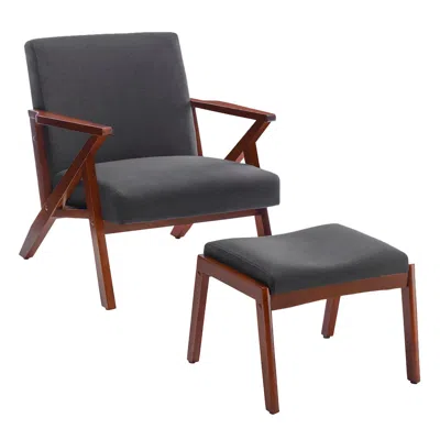 Convenience Concepts Take A Seat Cliff Mid-century Modern Accent Lounge Armchair With Ottoman In Brown