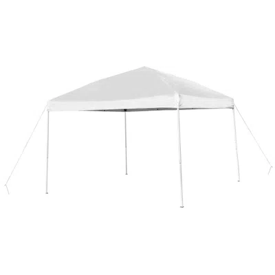 Flash Furniture 10'x10' White Outdoor Pop Up Event Slanted Leg Canopy Tent With Carry Bag In White