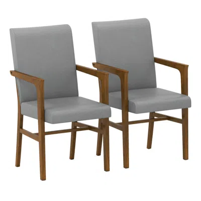 Hivvago Upholstered Accent Chairs Set Of 2 With High Back And Solid Wooden Frame In Gray