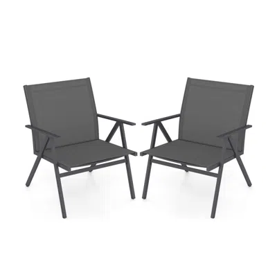 Hivvago Patio Chairs Set Of 2 With Breathable Mesh Fabric And Metal Frame In Gray