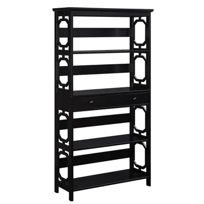 Convenience Concepts Omega 5 Tier Bookcase With Drawer, Black In Black