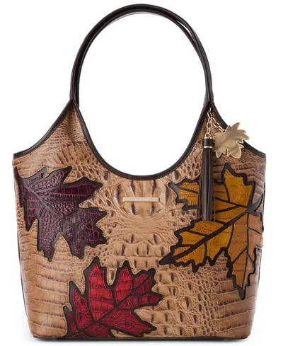 Brahmin Melora Croc Embossed Leather Tote In Brown