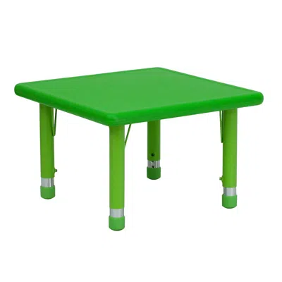 Flash Furniture 24'' Square Green Plastic Height Adjustable Activity Table In Green
