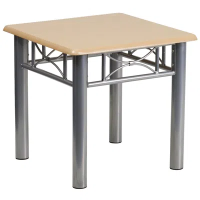 Flash Furniture Natural Laminate End Table With Silver Steel Frame In Multi
