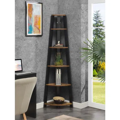 Convenience Concepts Newport 5 Tier Corner Bookshelf Barnwood/black