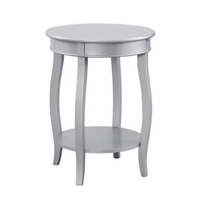 Powell Silver Round Table With Shelf In Gray