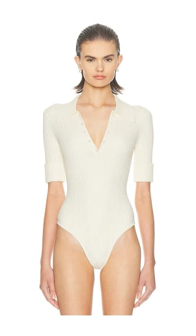 Helsa Devora Polo Bodysuit In White